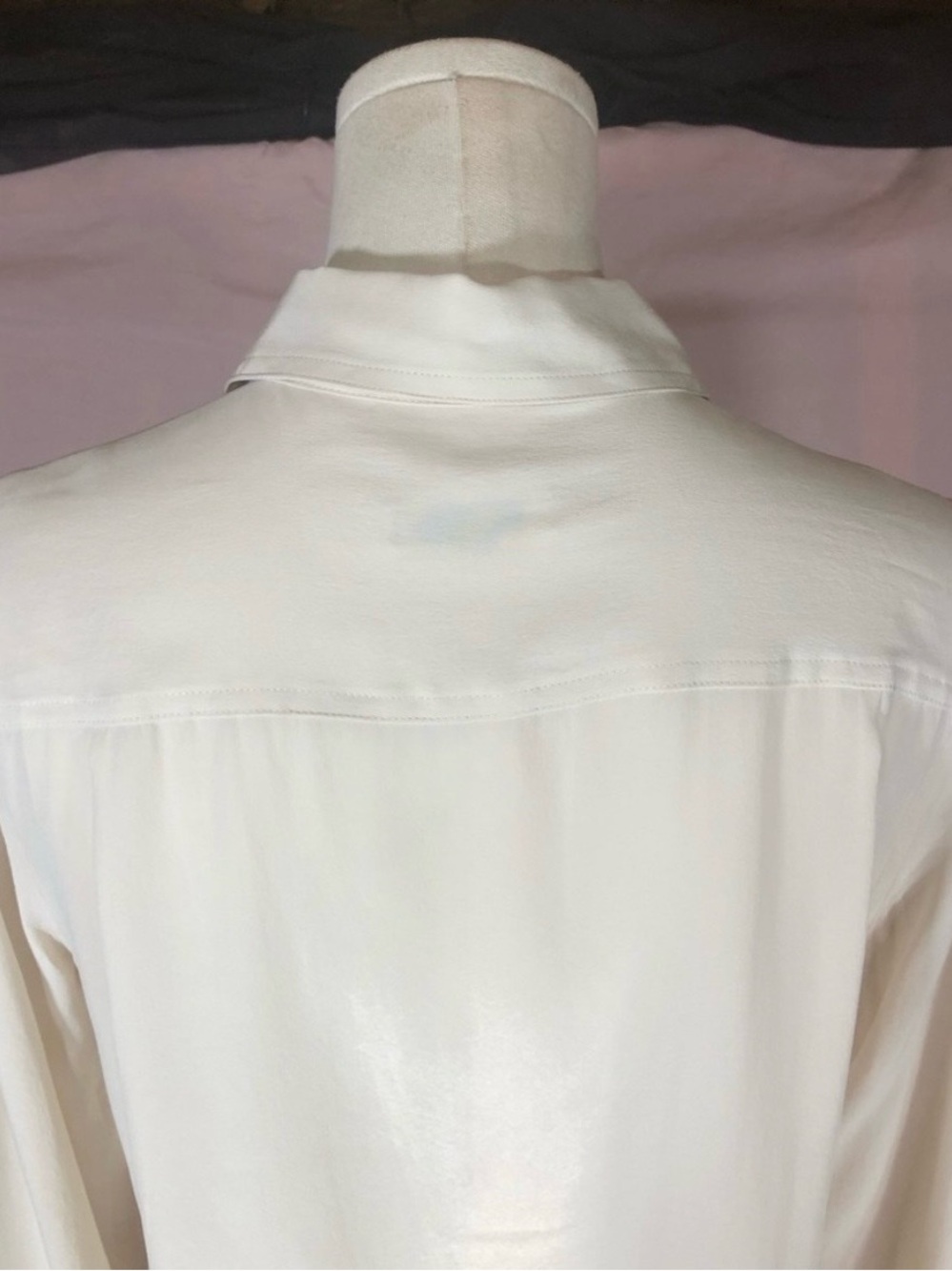 NWOT Equipment 100% Silk Cream Ivory Long-Sleeve Button-Front Collared Shirt - Picture 11 of 14